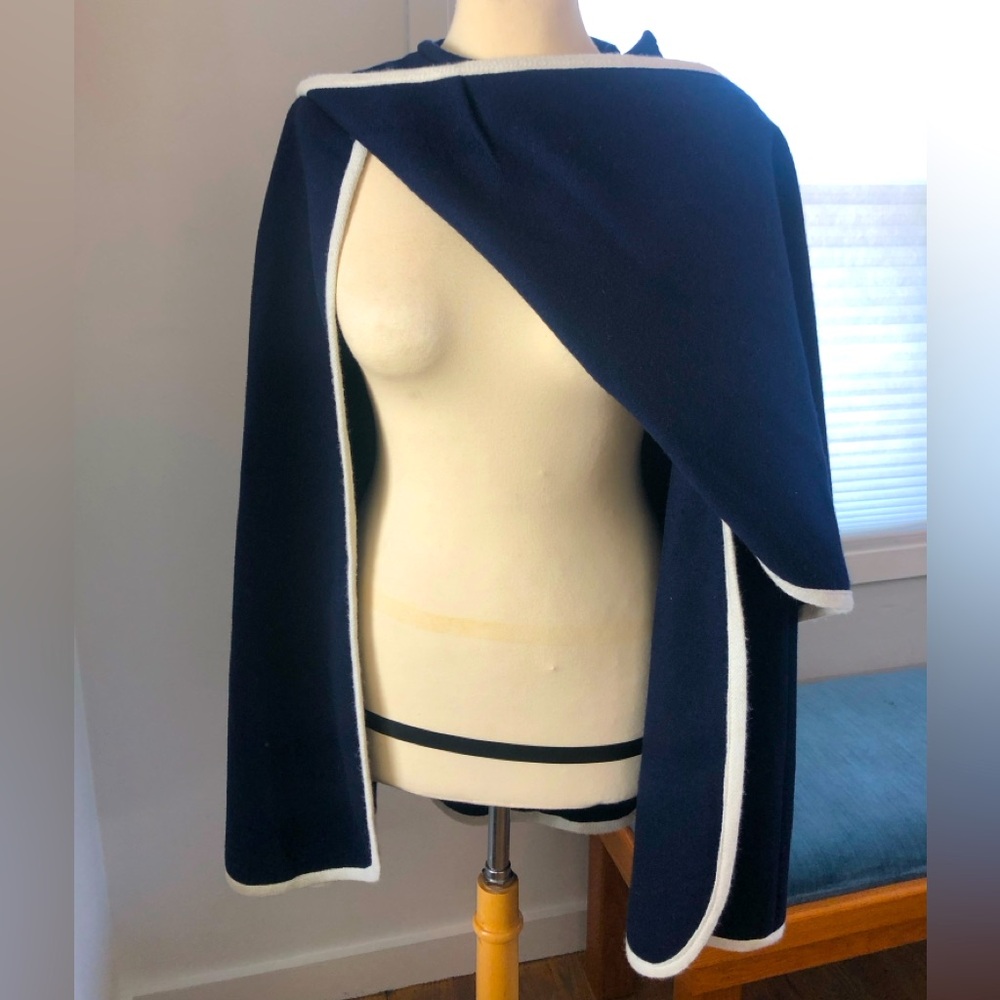 Vintage Danica Model Navy Blue Cape with White Trim
